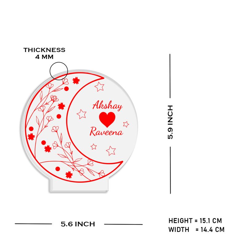 Personalized Couple Name Led Night Lamp with Automatic Color Changing Light Moon Theme Design Anniversary & Birthday Gifts for Couples